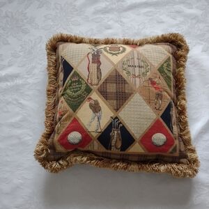 Tapestry jacquard pillow with fringe vintage Diamond Borgata